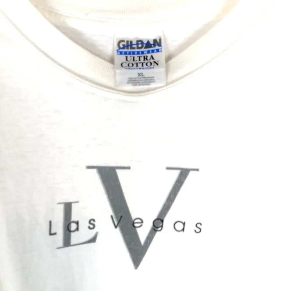 Vintage Las Vegas Shirt Mens Size XL‎ White CK LOGO Y2K 2000s Crew Neck Tee